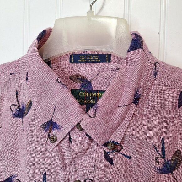 Colours By Alexander Julian Mens Size XL Button Down‎ Shirt Dragonfly Lure Print - Picture 3 of 10